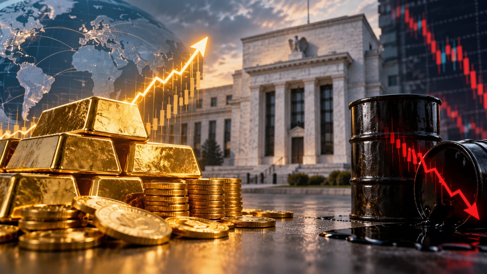 الذهب يرتفع مع تراجع أسعار النفط وترقّب قرار الفائدة الأميركية