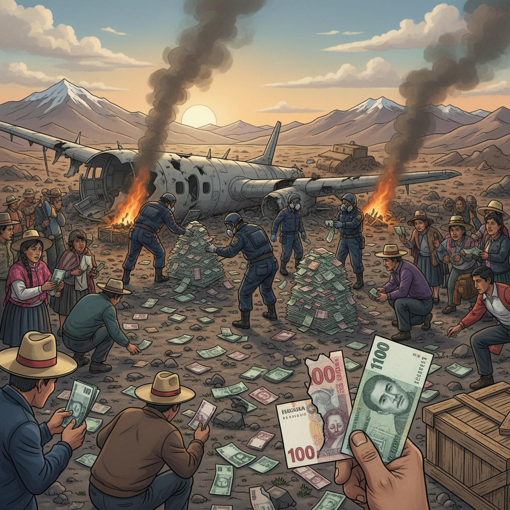 ملايين تتطاير في سماء بوليفيا... تحطم طائرة أموال يشعل سباق النهب الجماعي