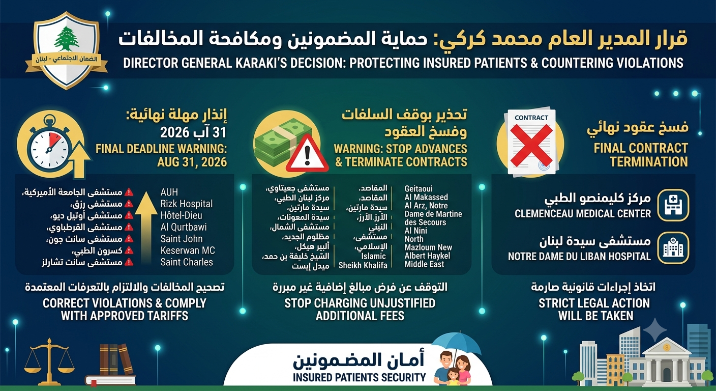 الضمان الاجتماعي يتحرّك... إجراءات بحق مستشفيات تخالف التعرفات المعتمدة
